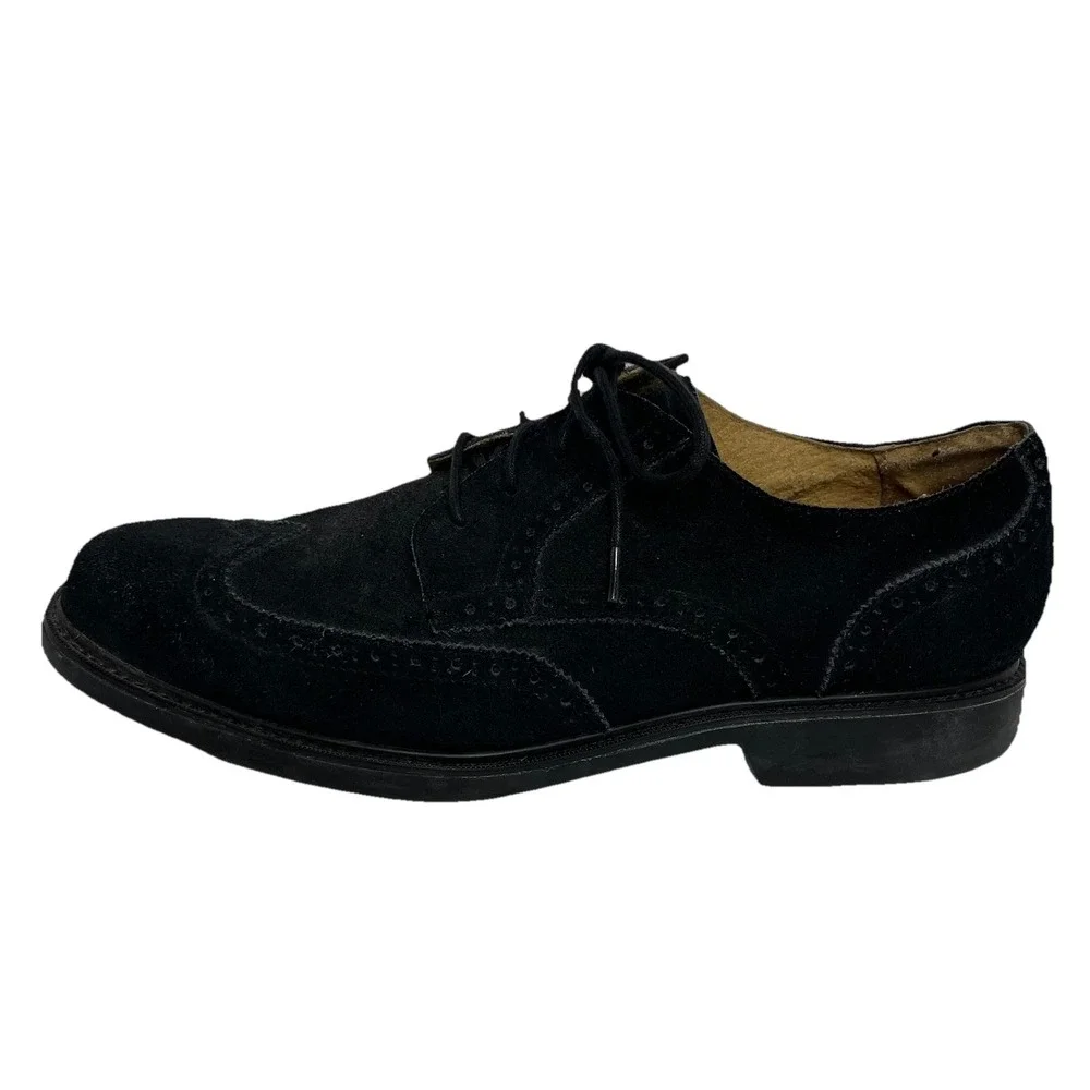 Cole Haan Mens Wingtip Oxfords Size 10.5 M Black Suede Leather Dressy Peppy